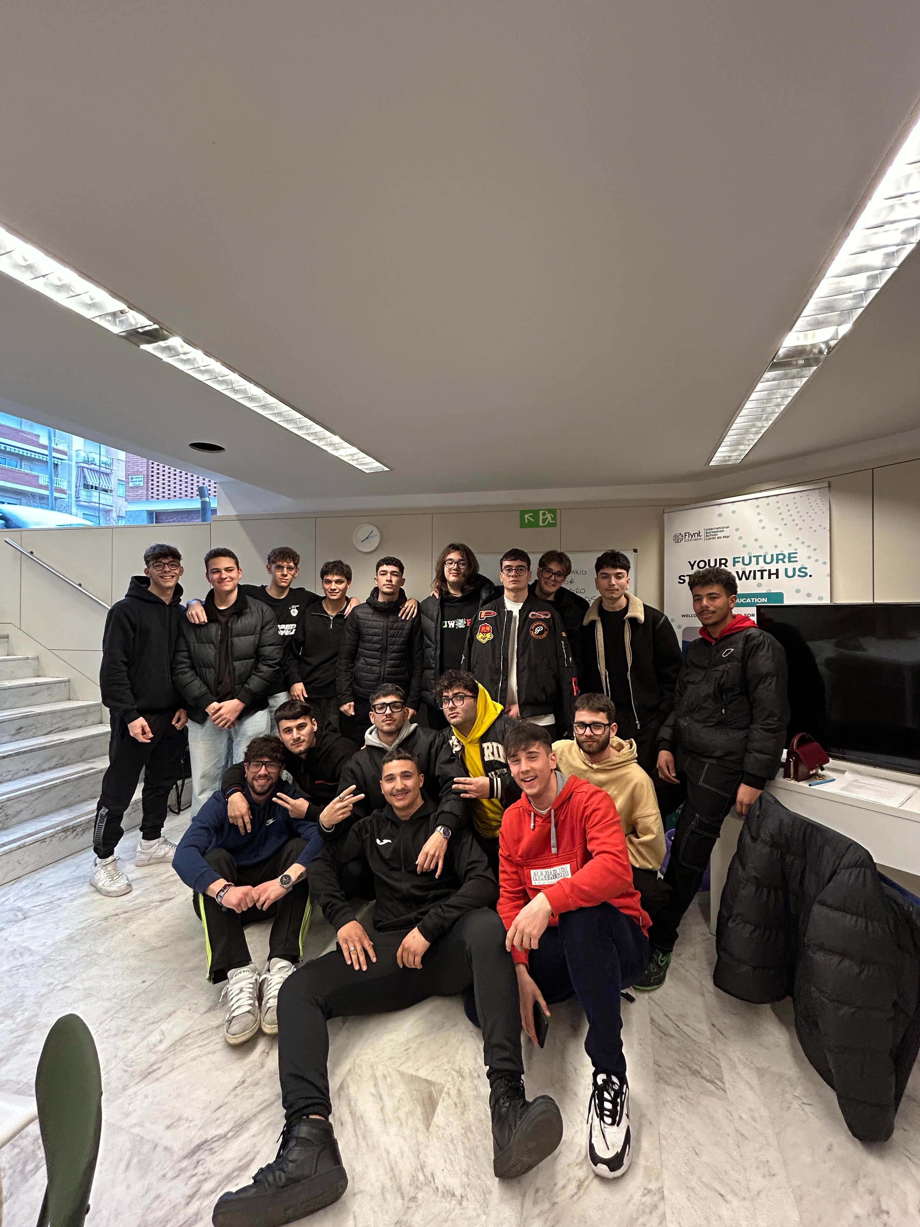 Student group at Flynt Education lobby Spain