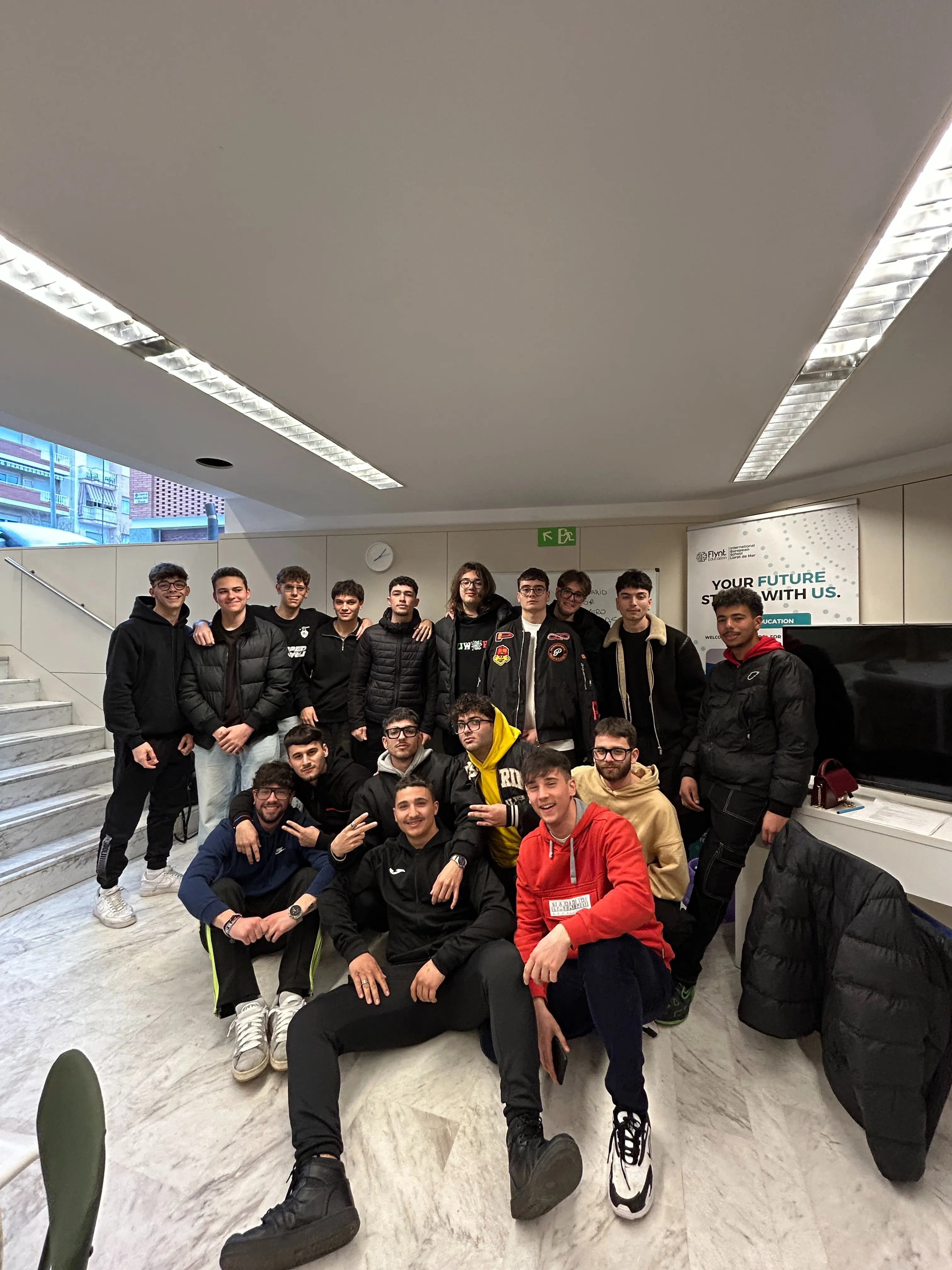 Student group at Flynt Education lobby Spain